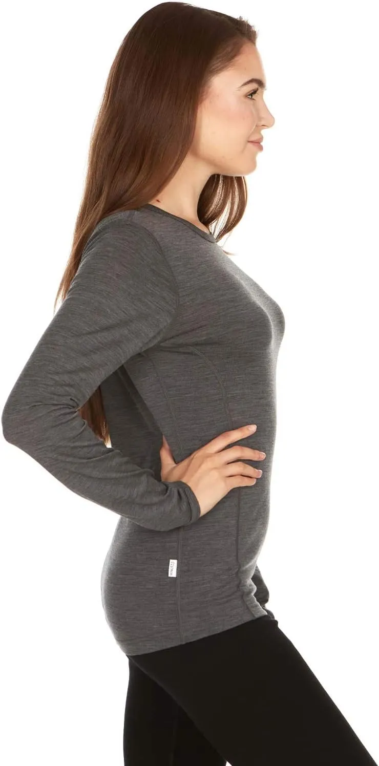 100% Merino Wool - Women's Midweight Base Layer - Long Sleeve Crew