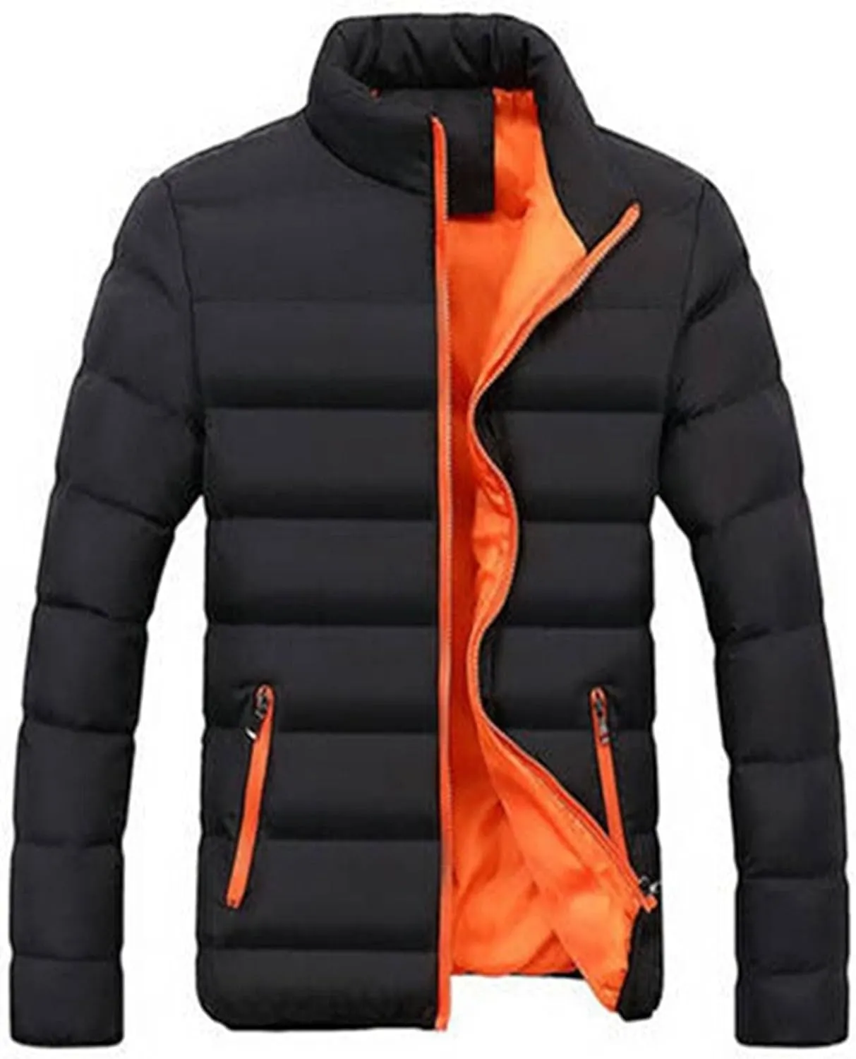2 Pack Men's Winter Down Coats Quilted Thicken Puffer Jacket Lightweight Warm Windproof Padded Coat Outerwear