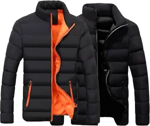 2 Pack Men's Winter Down Coats Quilted Thicken Puffer Jacket Lightweight Warm Windproof Padded Coat Outerwear