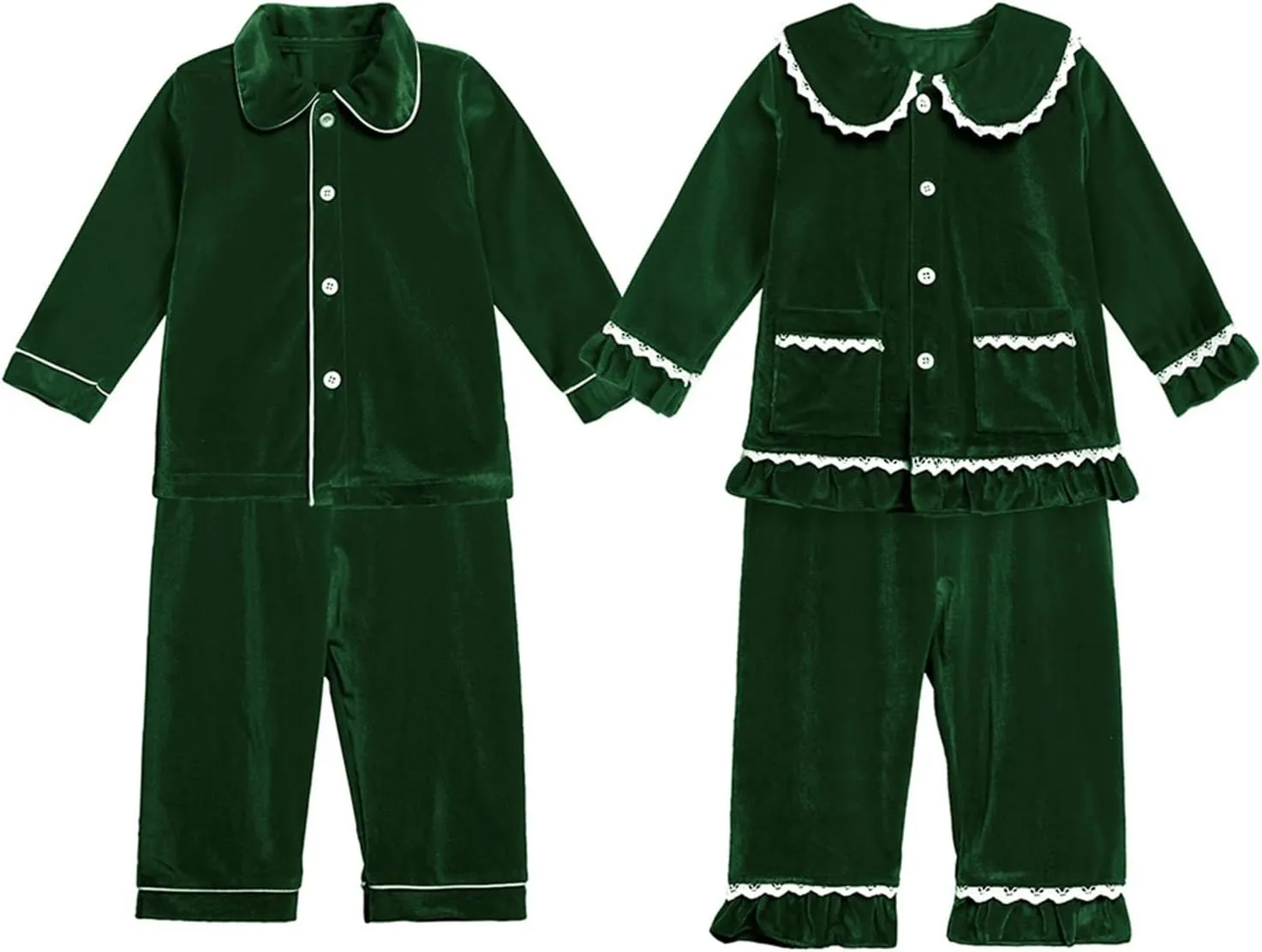 2-Piece Christmas 𝐏ajama Set for Kids Toddler Boy Girl Long Sleeve Fleece Button Down Tops Pants Matching Clothes Fall