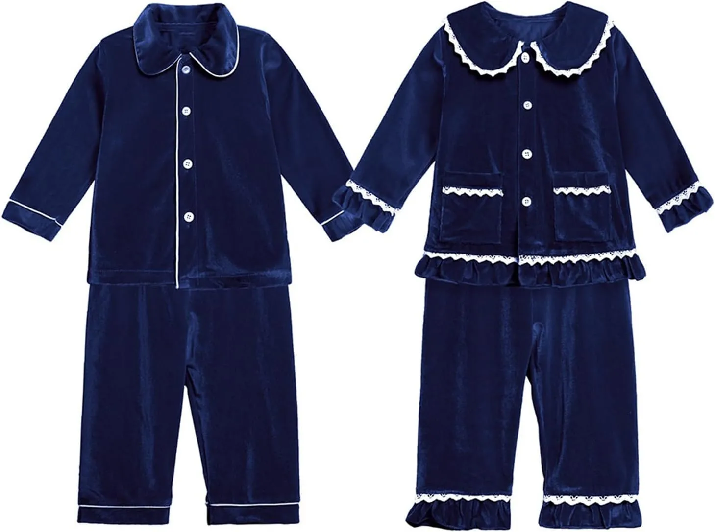 2-Piece Christmas 𝐏ajama Set for Kids Toddler Boy Girl Long Sleeve Fleece Button Down Tops Pants Matching Clothes Fall