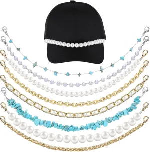 8 Pieces Hat Chains for Women Trucker Hat,Trucker Hat Chains,Hat Chains,Hat Accessories,Detachable Trucker Hat Chains,For Mesh Baseball Cap Trucker Hat Phone Case Purse
