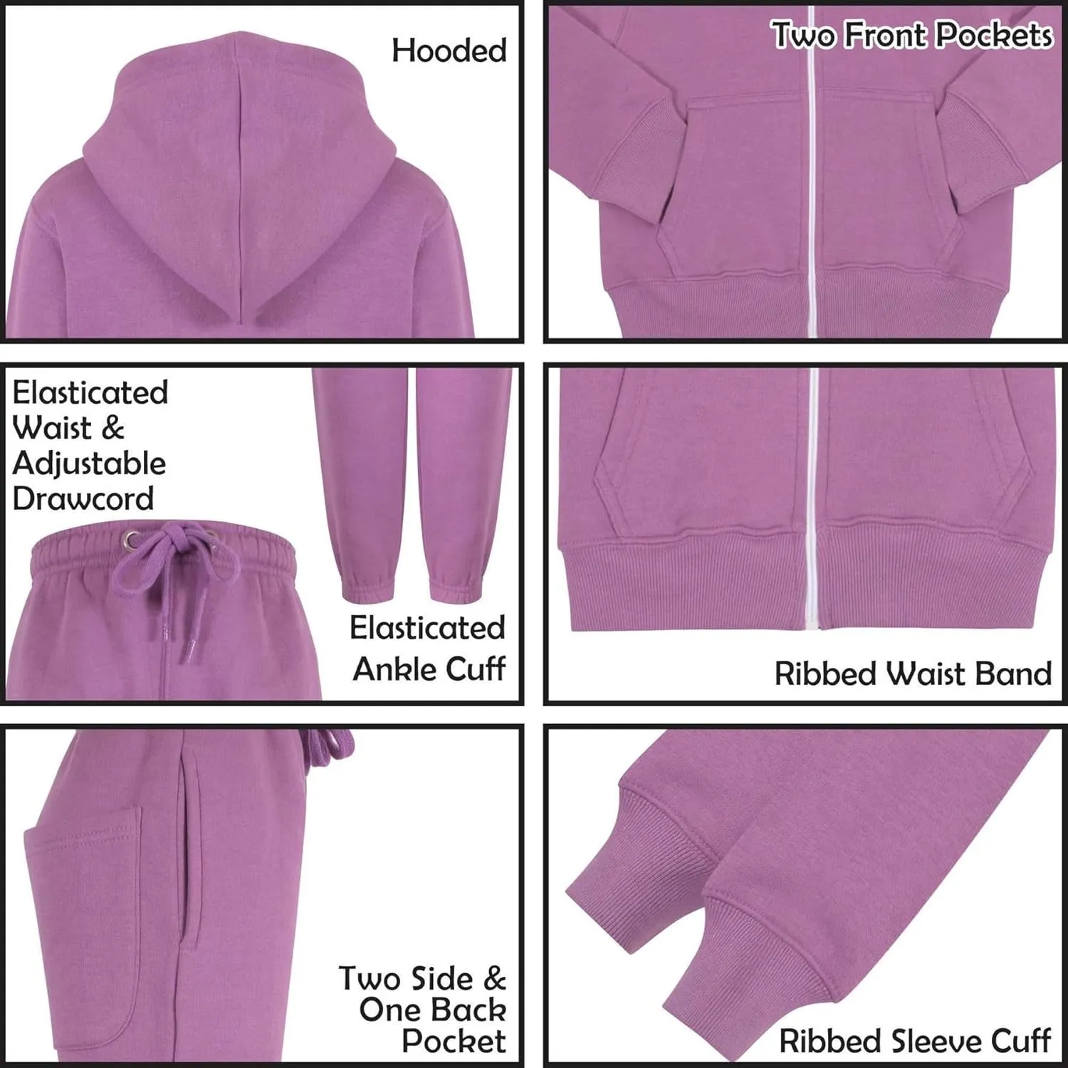 A2Z 4 Kids Unisex Plain Tracksuit Hoodie with Joggers Jogging Sweatpants Sports Activewear Set Girls Boys Age 2-13 years