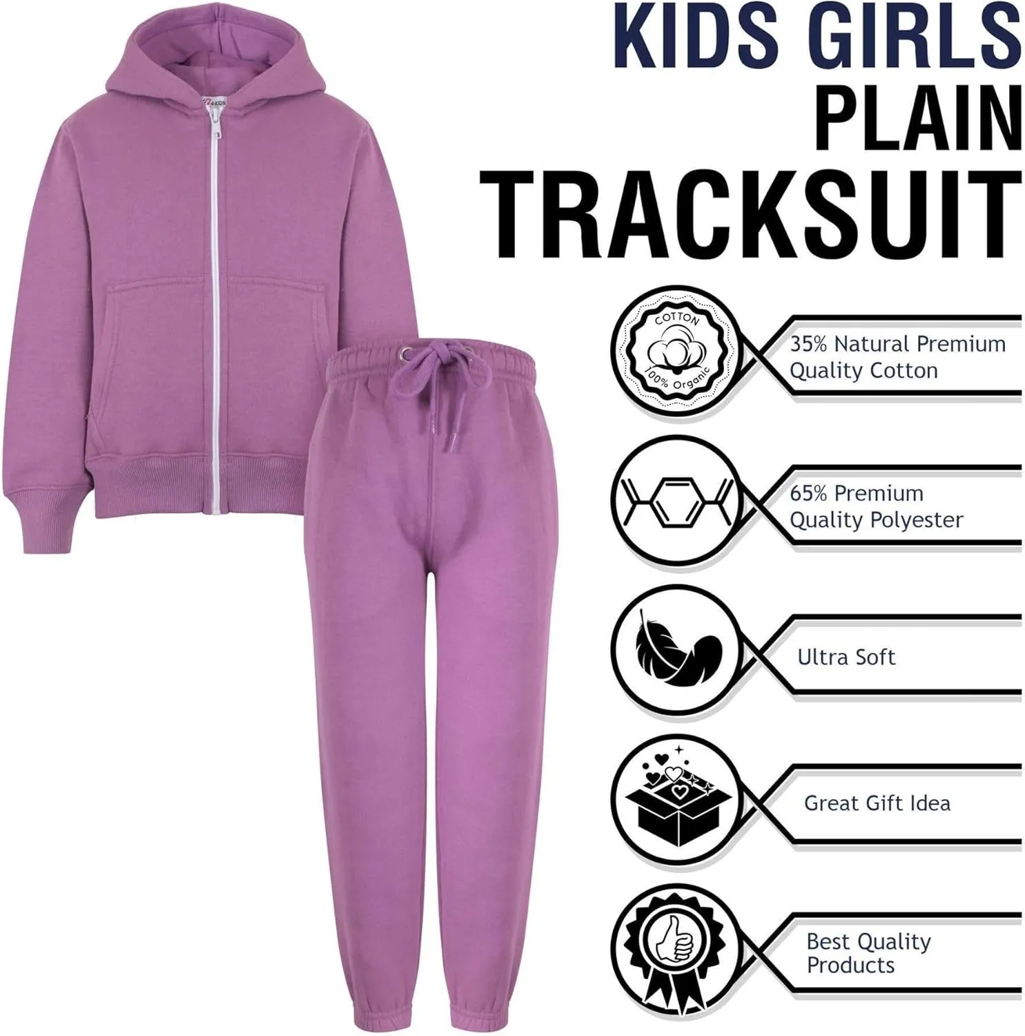A2Z 4 Kids Unisex Plain Tracksuit Hoodie with Joggers Jogging Sweatpants Sports Activewear Set Girls Boys Age 2-13 years