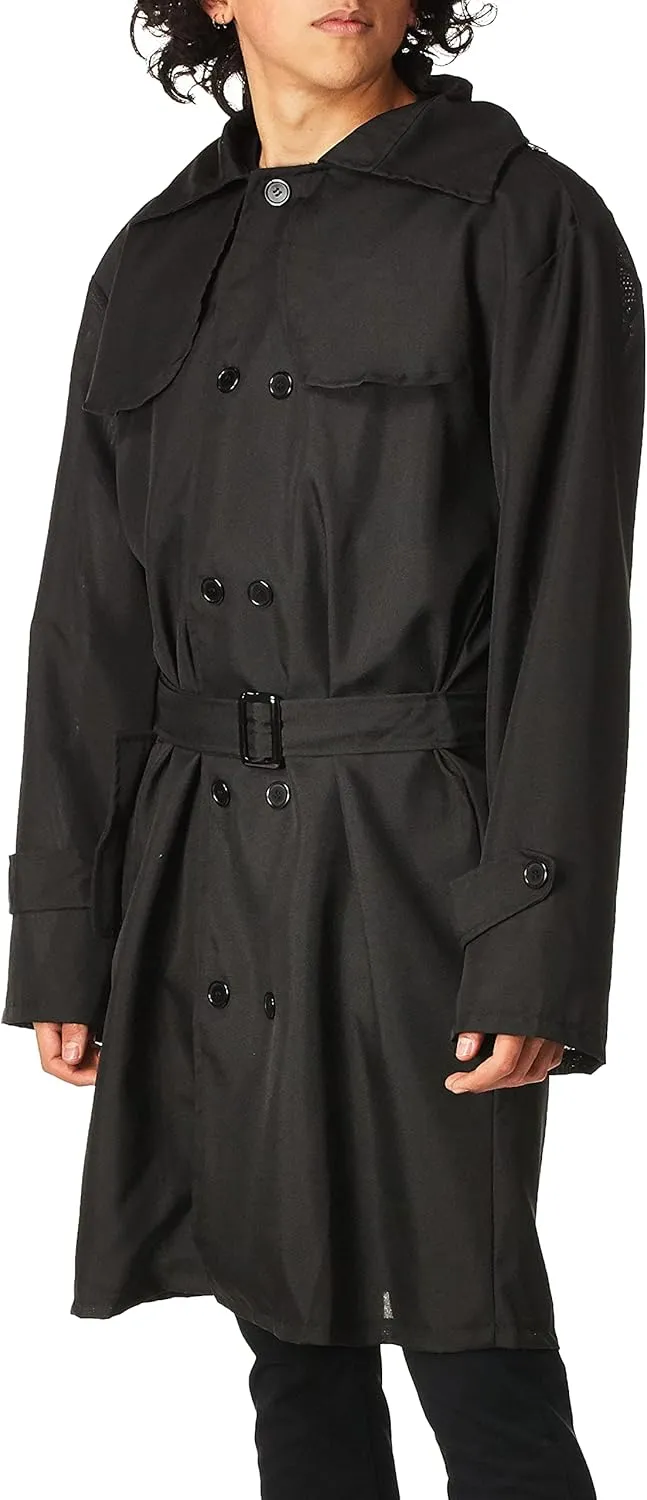 Adult Secret Agent Spy Costume Trench Coat, Black, Standard