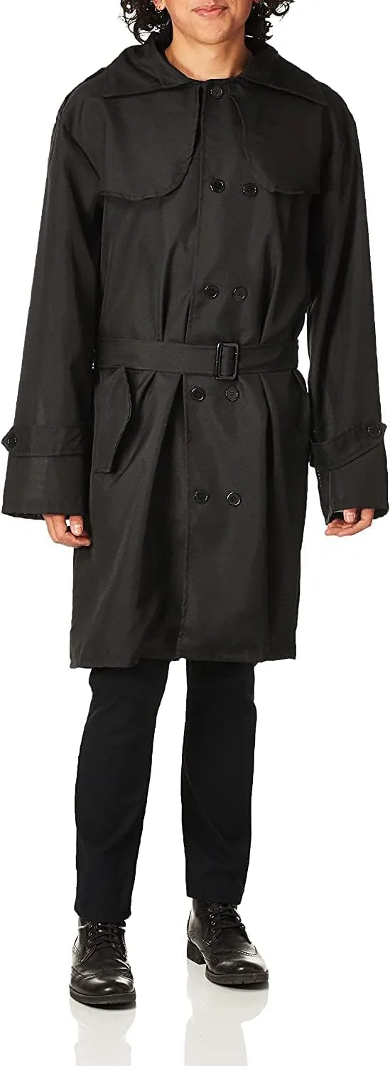 Adult Secret Agent Spy Costume Trench Coat, Black, Standard