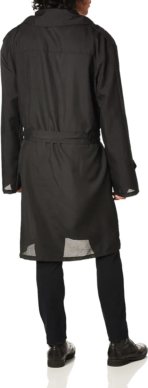 Adult Secret Agent Spy Costume Trench Coat, Black, Standard