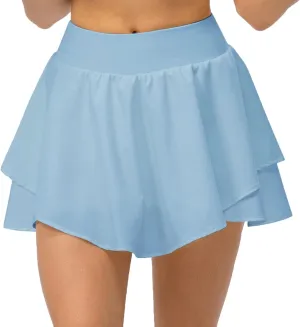 Amxiway Women's Pleated Mini Tennis Skirts with Shorts Flowy Golf Skort High Waisted Skorts Casual Athletic Workout