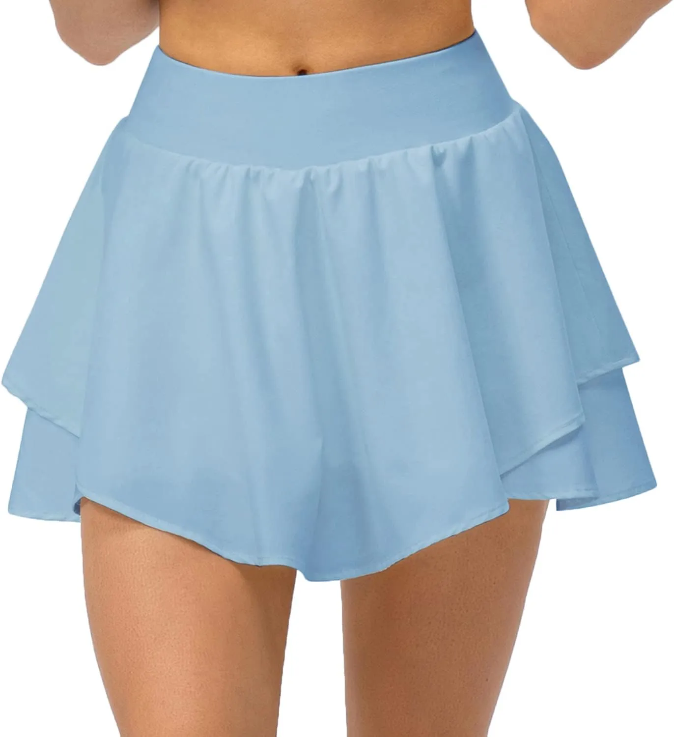 Amxiway Women's Pleated Mini Tennis Skirts with Shorts Flowy Golf Skort High Waisted Skorts Casual Athletic Workout