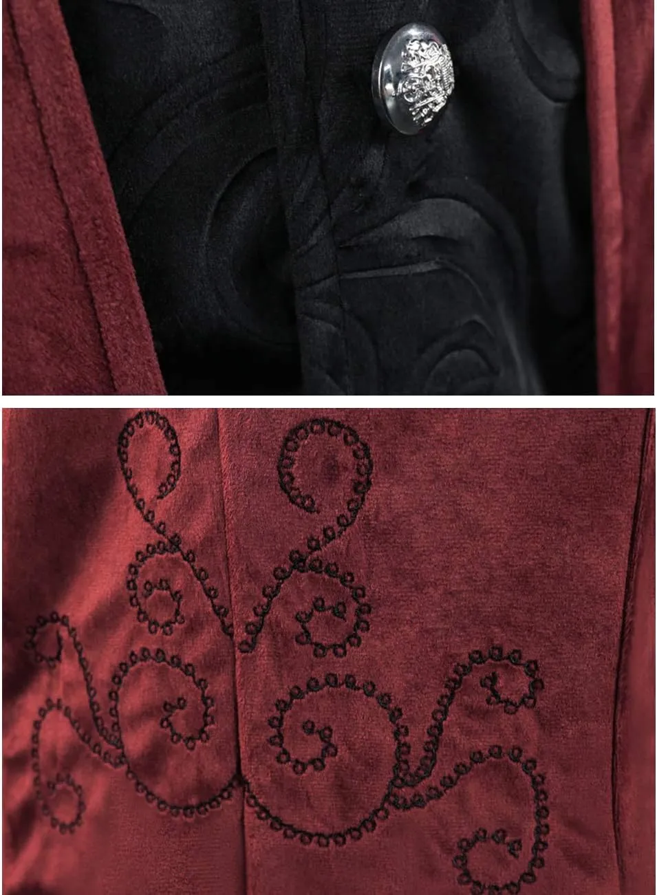 Angelaicos Men's Medieval Frock Tailcoat Steampunk Trench Coat Luxury Victorian Costume