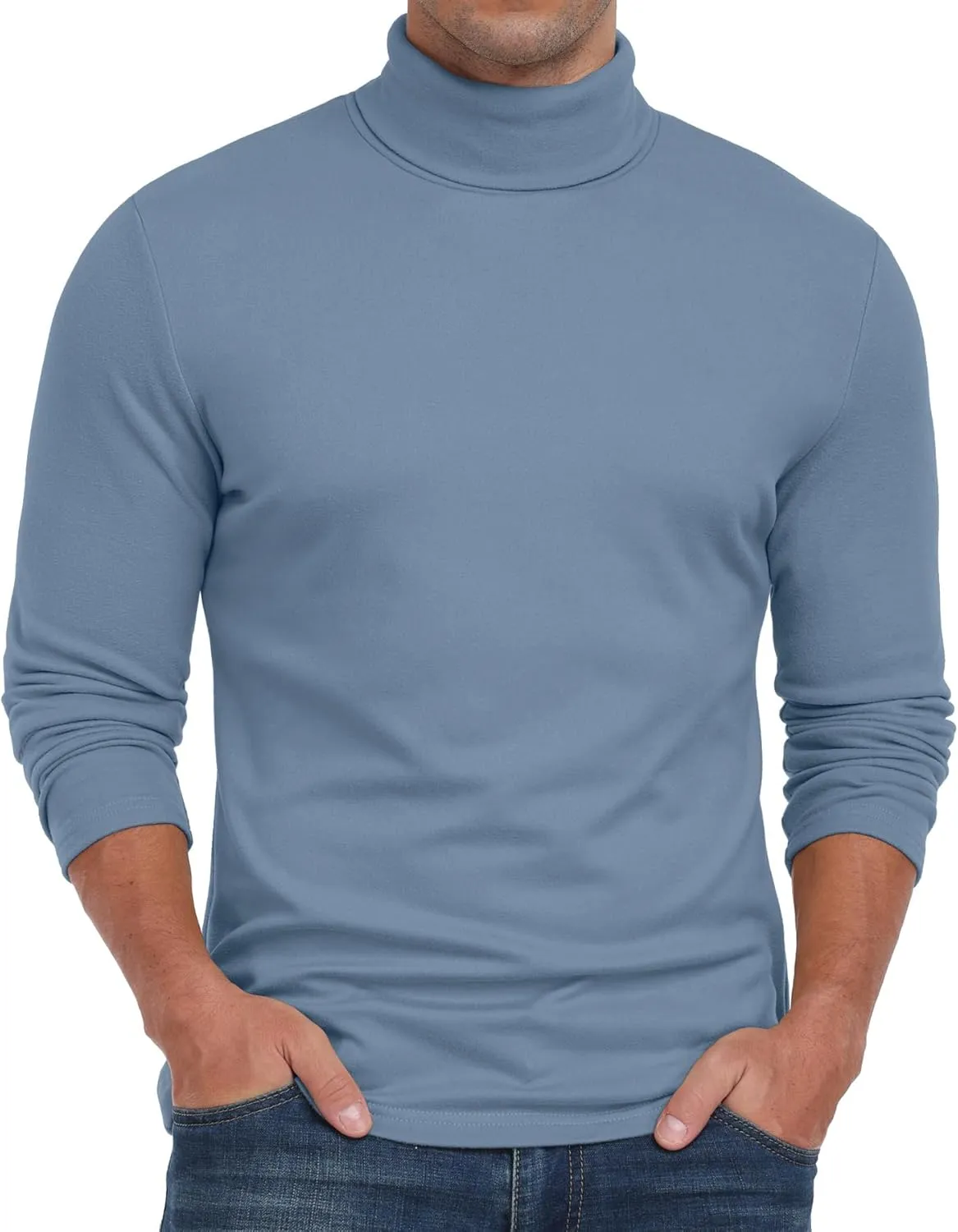 Askdeer Men's Turtleneck Long Sleeve Shirts Thermal Underwear Tops Basic Pullover Sweater Tees