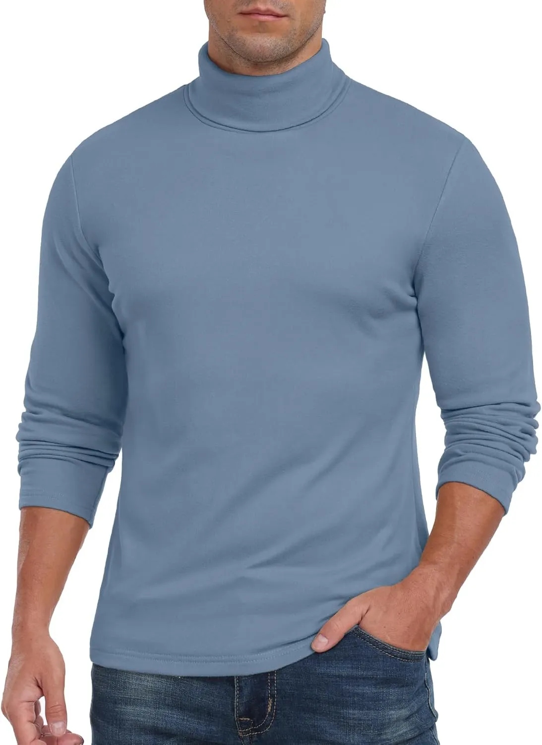 Askdeer Men's Turtleneck Long Sleeve Shirts Thermal Underwear Tops Basic Pullover Sweater Tees