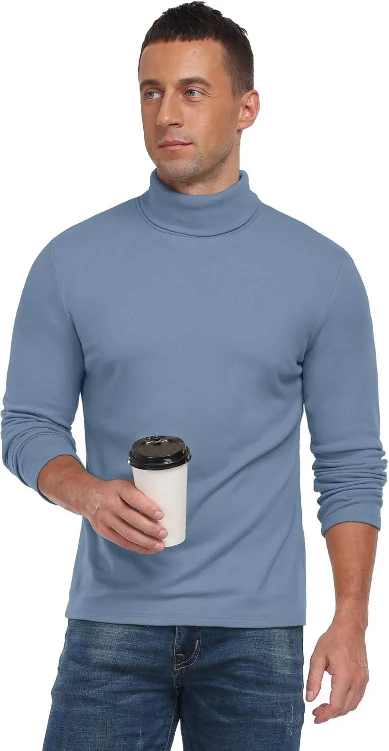 Askdeer Men's Turtleneck Long Sleeve Shirts Thermal Underwear Tops Basic Pullover Sweater Tees