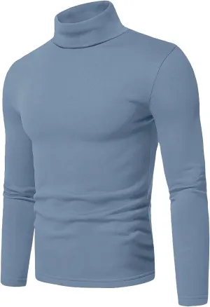 Askdeer Men's Turtleneck Long Sleeve Shirts Thermal Underwear Tops Basic Pullover Sweater Tees