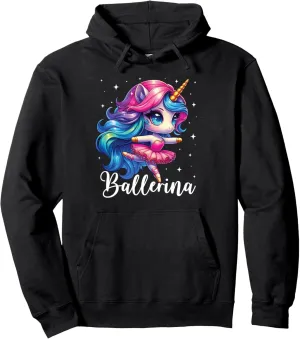 Ballerina Dancer Unicorn Girl Cute Ballet Kids Toddler Pullover Hoodie