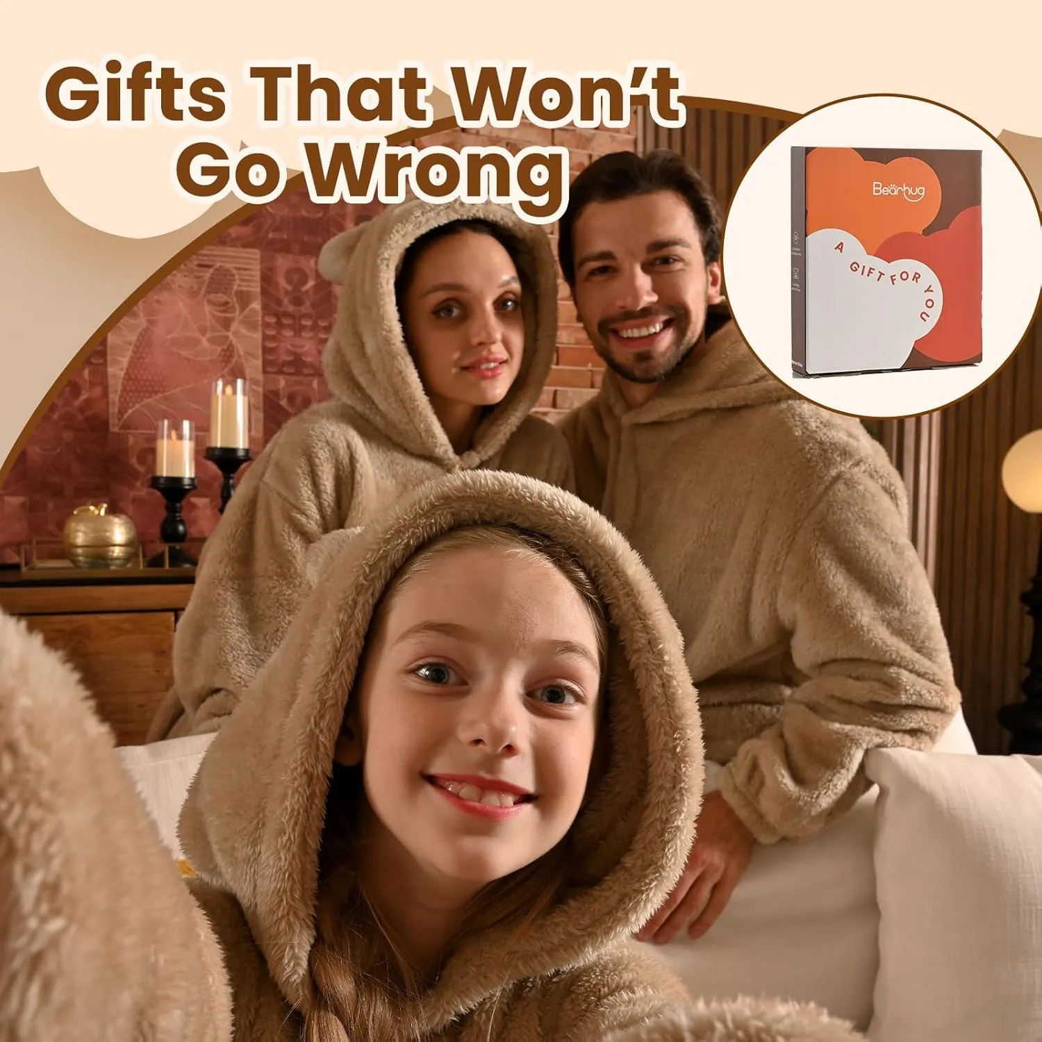 Bearhug Wearable Blanket Hoodie for Kids Soft Cozy Fleece Bear Costume Animal Onesies Pajamas Halloween Christmas Cosplay Costume for Girls Boys XS