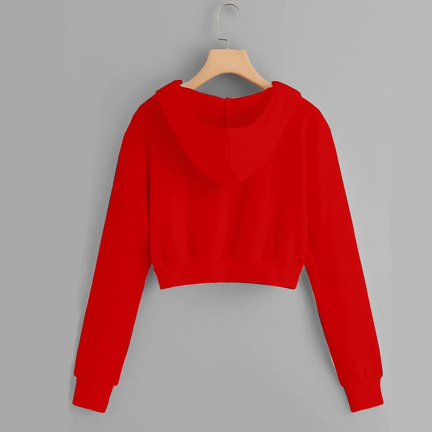 Binmer Zip Up Hoodie Women Cropped Sweatshirts Casual Long Sleeve Drawstring Hooded Jacket Workout Crop Tops with Pockets