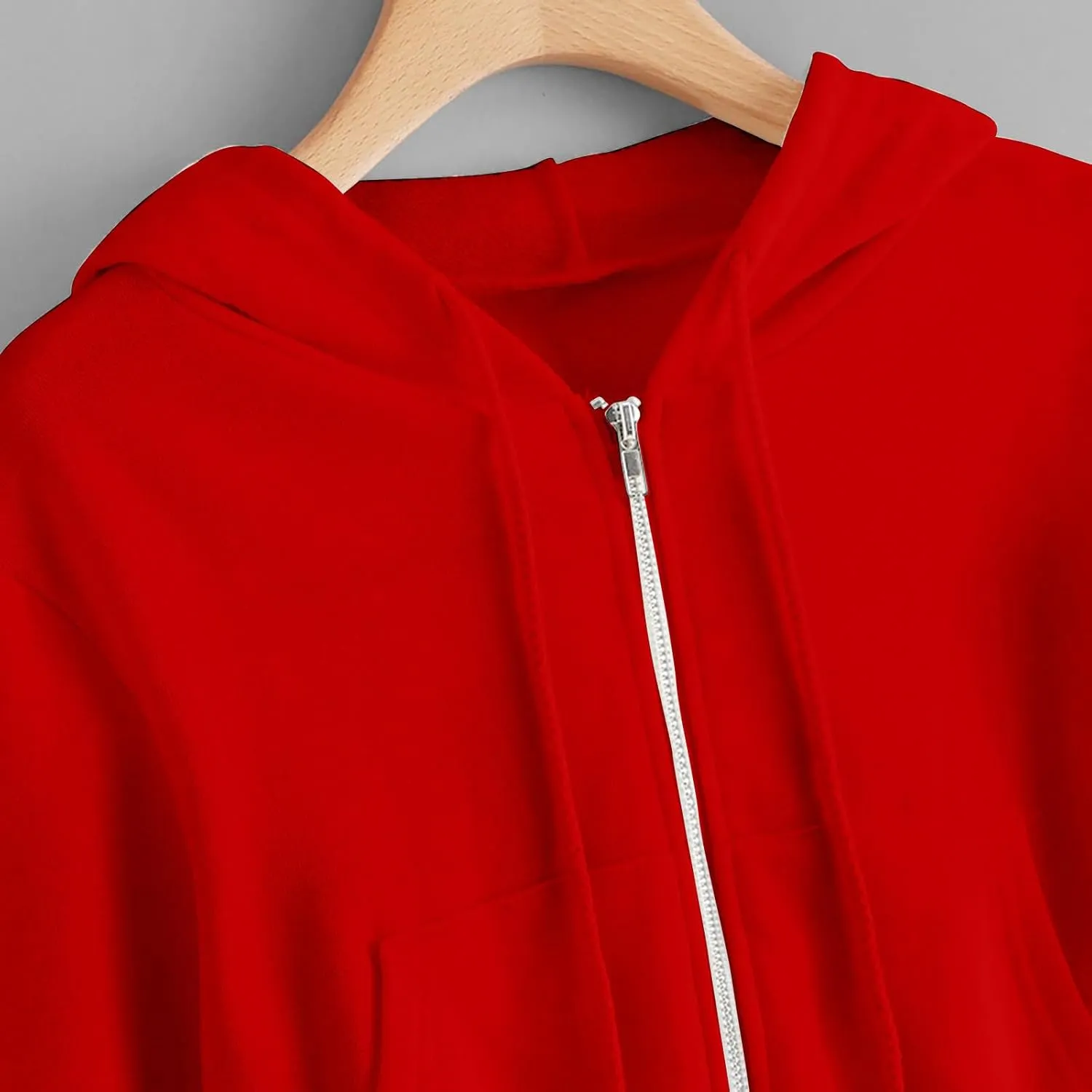 Binmer Zip Up Hoodie Women Cropped Sweatshirts Casual Long Sleeve Drawstring Hooded Jacket Workout Crop Tops with Pockets