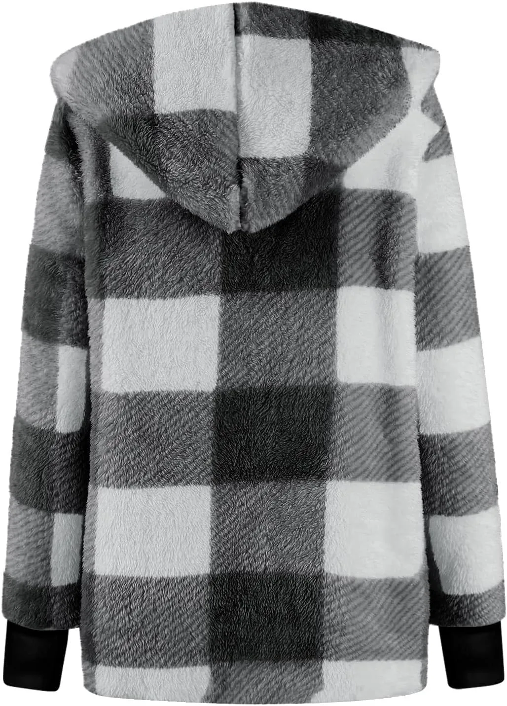 Buffalo Plaid Cardigan for Women Comfy Fuzzy Cable Knit Sweaters Color Block Long Sleeve Hooded Open Front Cardigan