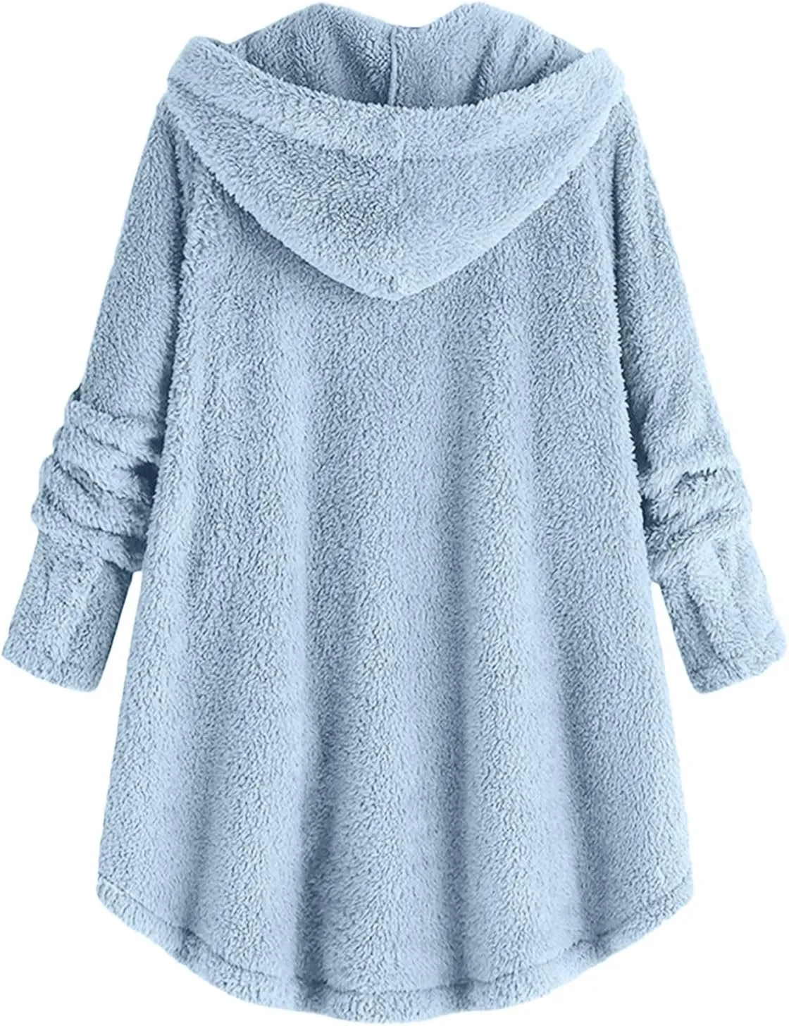 Button Down Cloak Jackets for Women Long Sleeve Fall Hoodies Fuzzy Flannel Jacket Coats Side Slit High Low Outerwears