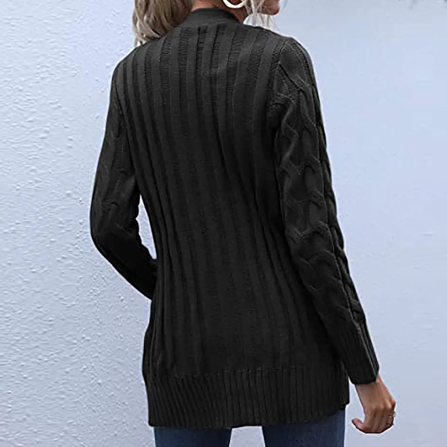 Cardigan Sweaters for Women Trendy Button Down Cable Knit Chunky Coat Fashion Open Front Outwear with Pockets