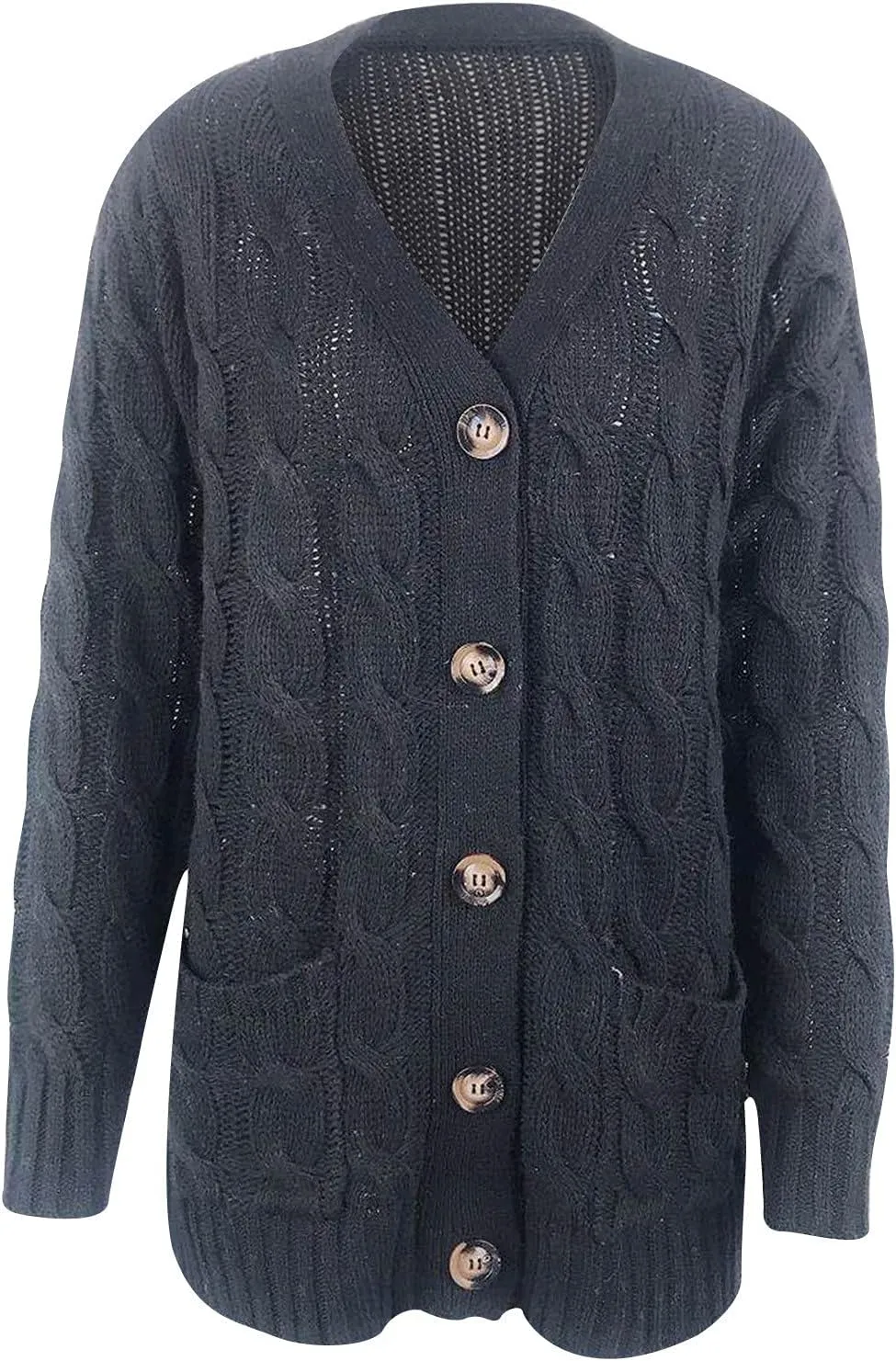 Cardigan Sweaters for Women Trendy Button Down Cable Knit Chunky Coat Fashion Open Front Outwear with Pockets