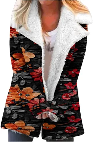 Ceboyel Women's Western Aztec Print Winter Coats Sherpa Lined Lapel Casual Jacket Fleece Cardigan Trendy 2023 Outwear Outfits