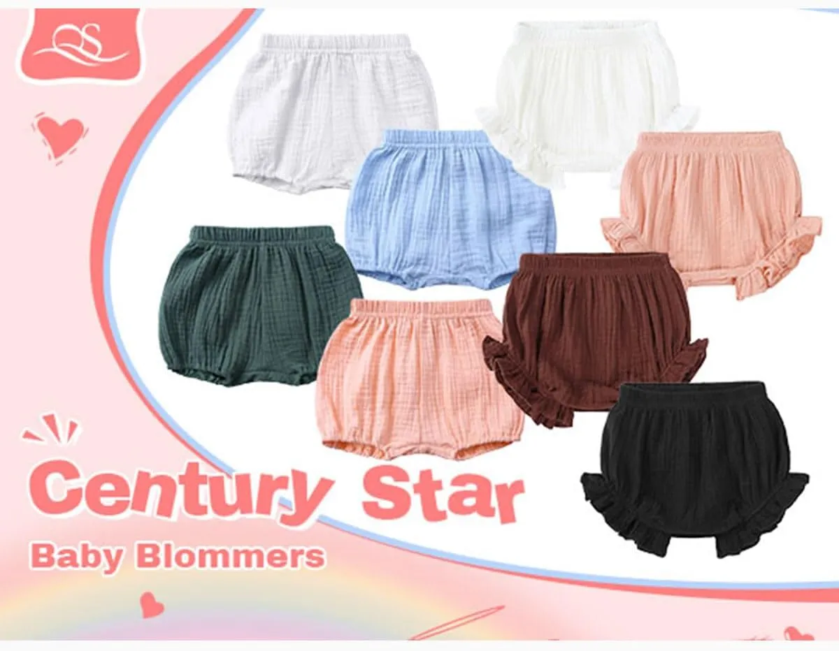 Century Star Baby Bloomers for Toddler Diaper Covers for Girls Ruffle Baby Shorts Infant Solid Underwear Newborn