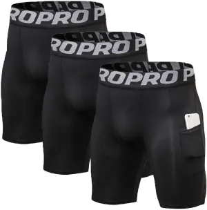 Compression Shorts Men with Pocket Sports Workout Athletic Running Underwear Cool Dry Baselayer Spandex Shorts