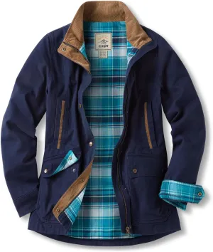 CQR Women's Twill All Cotton Flannel Shirt Jacket, Soft Long Sleeve Shirts, Corduroy Lined Outdoor Shirt Jackets