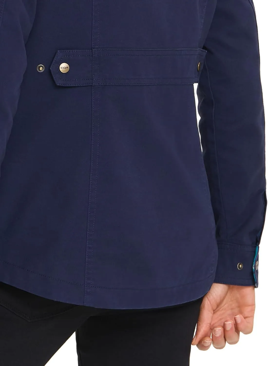 CQR Women's Twill All Cotton Flannel Shirt Jacket, Soft Long Sleeve Shirts, Corduroy Lined Outdoor Shirt Jackets