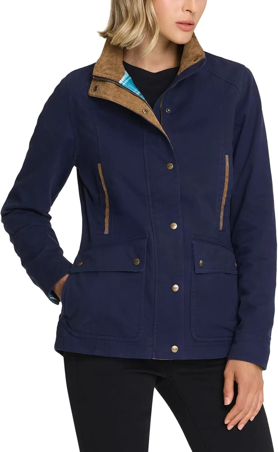 CQR Women's Twill All Cotton Flannel Shirt Jacket, Soft Long Sleeve Shirts, Corduroy Lined Outdoor Shirt Jackets