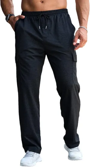 CTU Mens Fashion Baggy Sweatpants Lightweight Workout Cargo Sweatpants Athletic Pants Open Bottom Joggers with Pockets