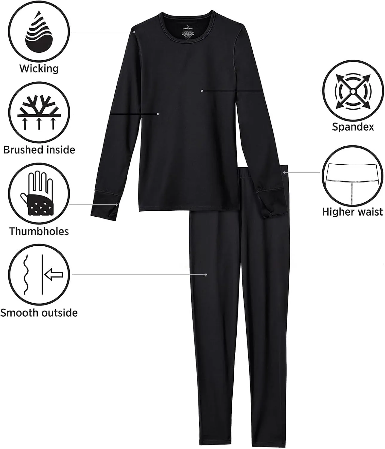 Cuddl Duds Womens Fleece Lined Thermal Base Layer Set – Long Sleeve Shirt & Leggings for Cold Weather – Lounge Set for Women
