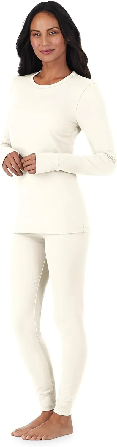 Cuddl Duds Womens Fleece Lined Thermal Base Layer Set – Long Sleeve Shirt & Leggings for Cold Weather – Lounge Set for Women