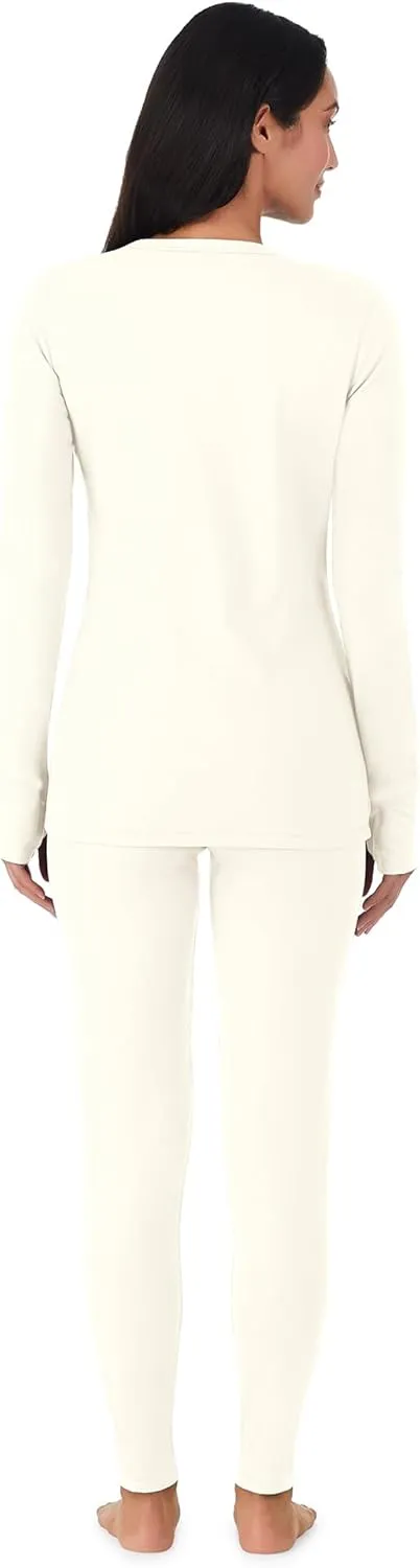 Cuddl Duds Womens Fleece Lined Thermal Base Layer Set – Long Sleeve Shirt & Leggings for Cold Weather – Lounge Set for Women