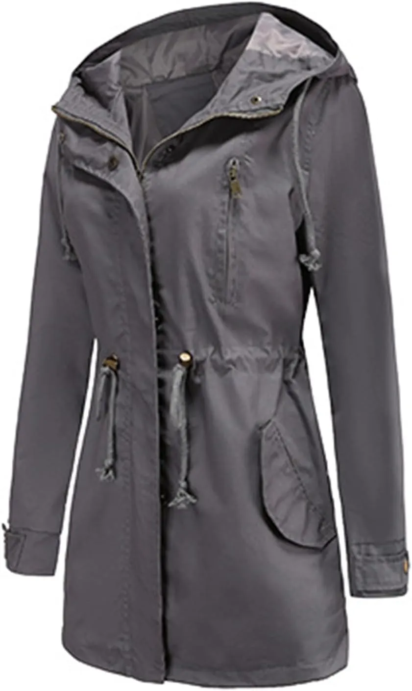 Dademeo Women's Hooded Rain Jacket Outdoor Lightweight Waterproof and Sunburn-Proof Softshell Raincoat for Hiking Travel