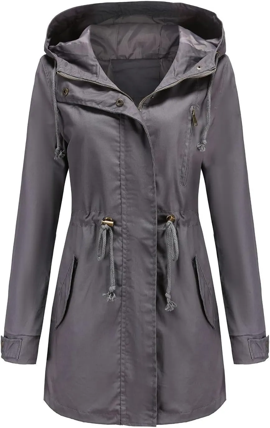 Dademeo Women's Hooded Rain Jacket Outdoor Lightweight Waterproof and Sunburn-Proof Softshell Raincoat for Hiking Travel
