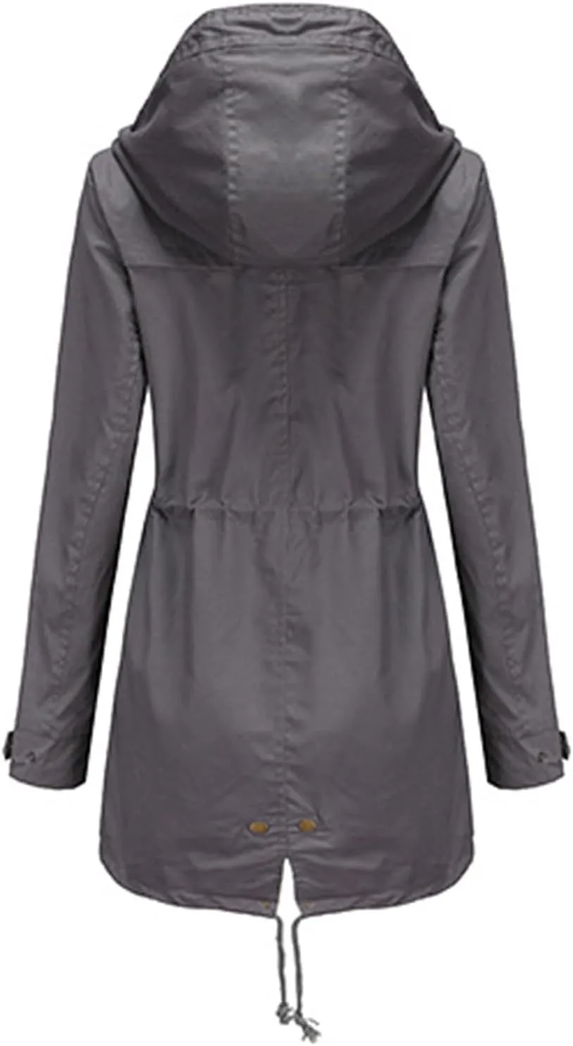Dademeo Women's Hooded Rain Jacket Outdoor Lightweight Waterproof and Sunburn-Proof Softshell Raincoat for Hiking Travel