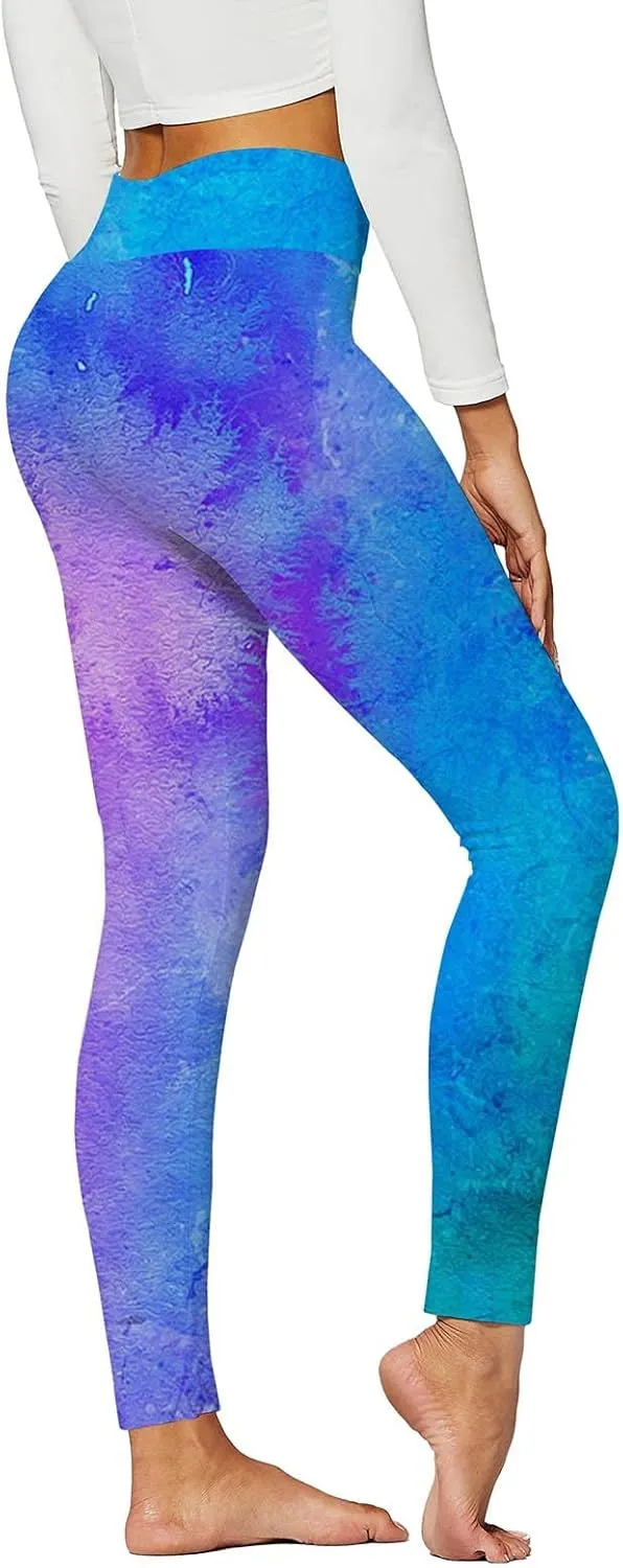 DASAYO Tie Dye Leggings for Women Fashion High Waist Tummy Control Full Length Yoga Pants Workout Fitness Activewear Leggings