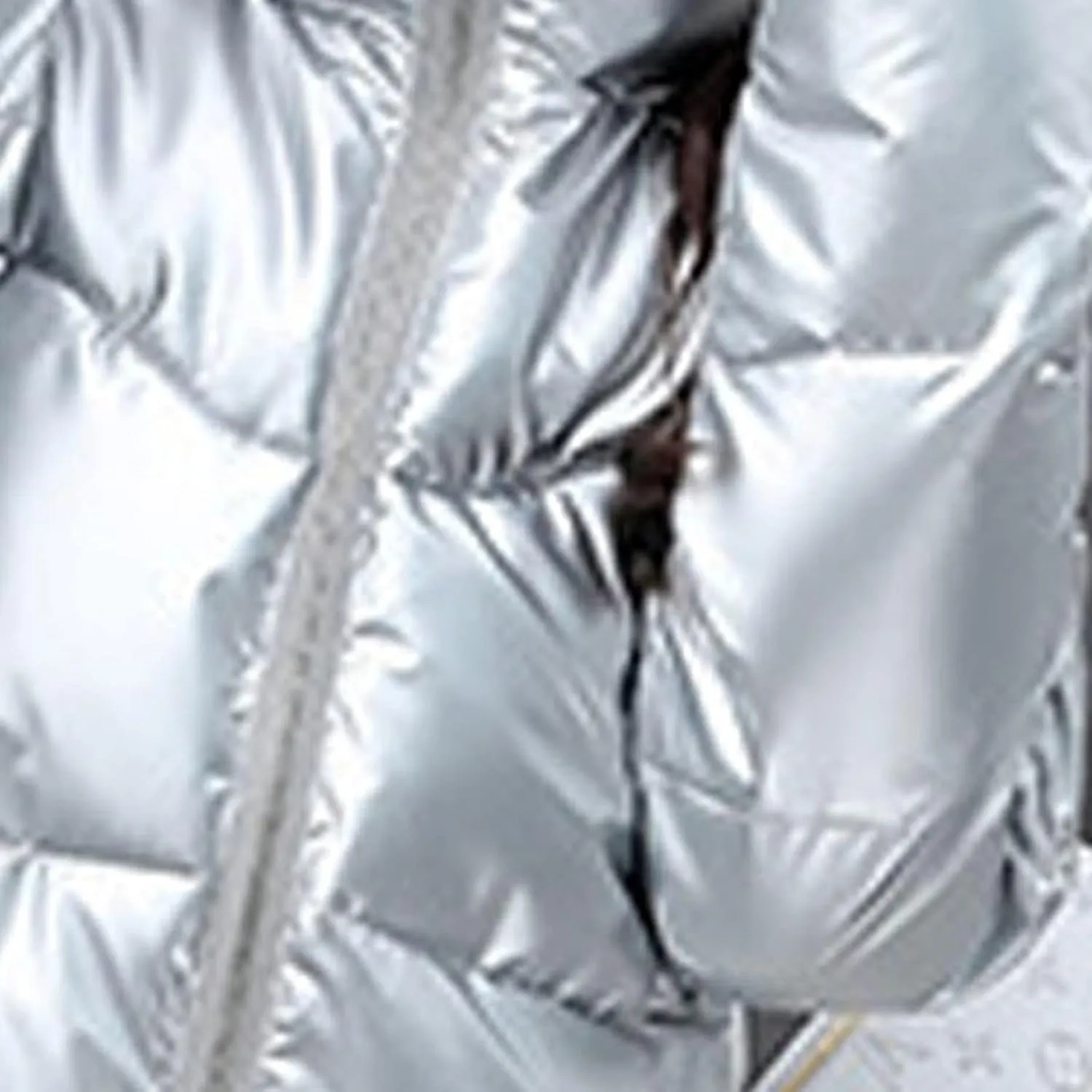 DASAYO Women Zip Up Metallic Shiny Puffer Jacket Stand Neck Outerwear Puffer Bubble Down Coat Casual Padded Outwear