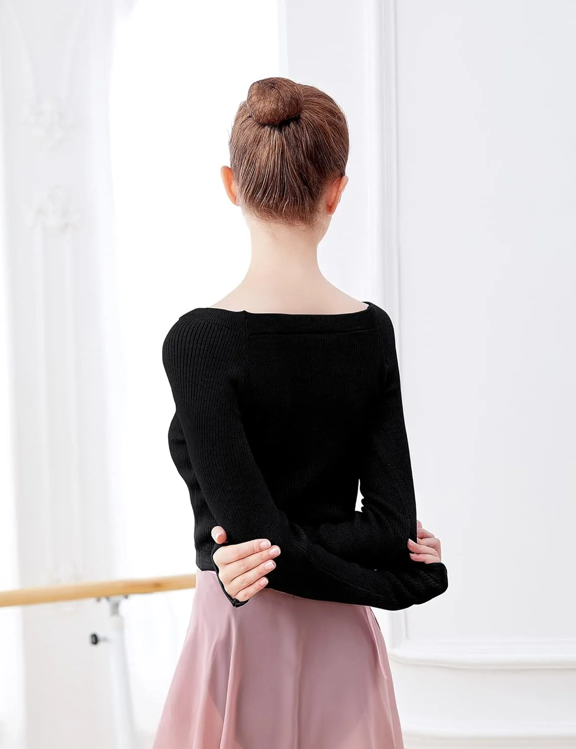 Daydance Teen Girls Women Long Sleeve Dance Sweater Soft Ballet Warm Up Pullover for Leotards