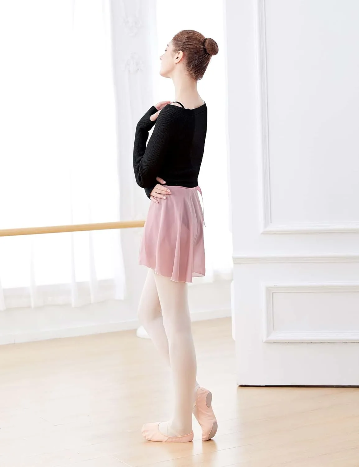 Daydance Teen Girls Women Long Sleeve Dance Sweater Soft Ballet Warm Up Pullover for Leotards