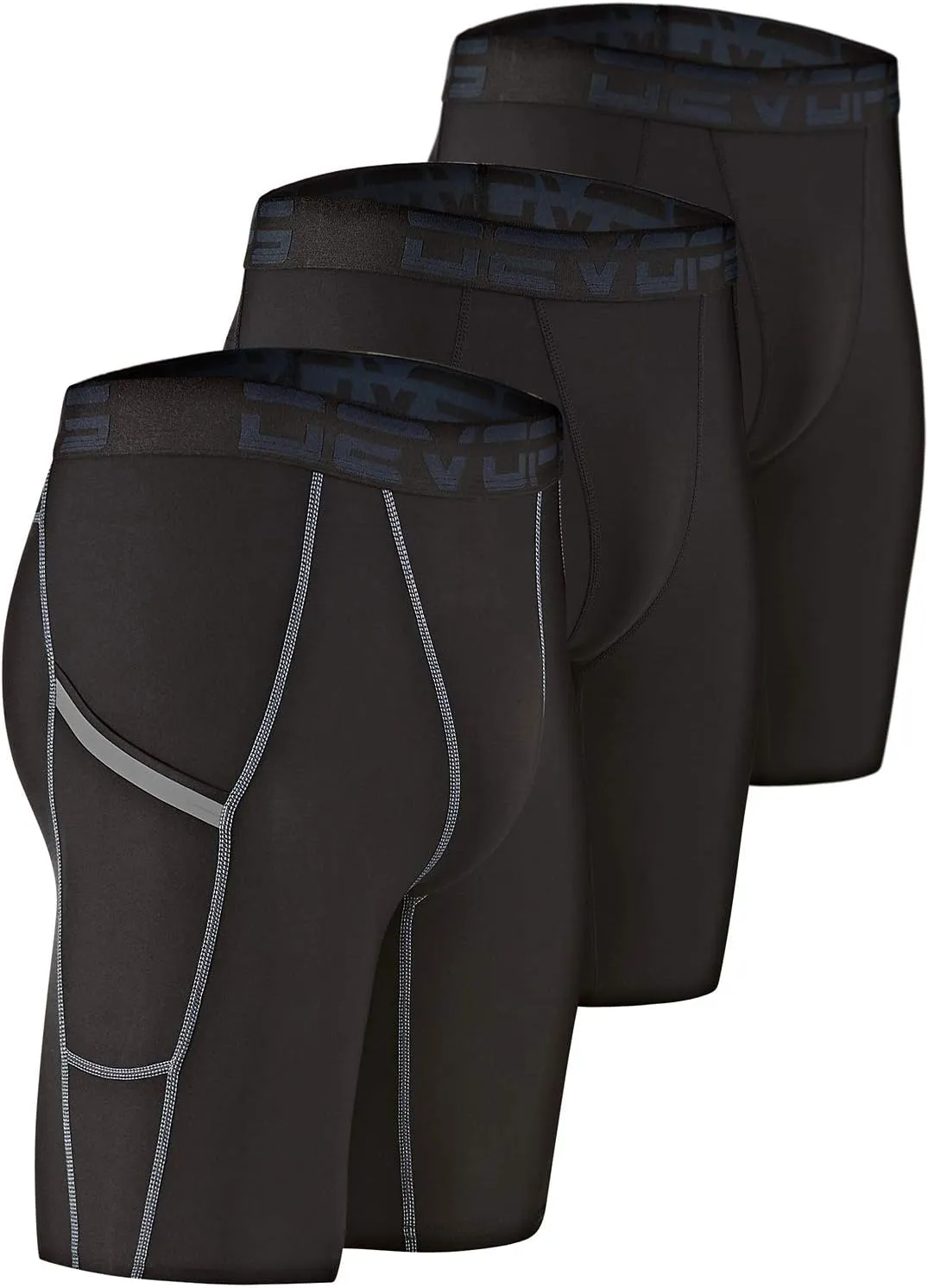 DEVOPS 3 or 5 Pack Compression Shorts Men Spandex Sport Shorts Athletic Workout Running Performance Baselayer Underwear
