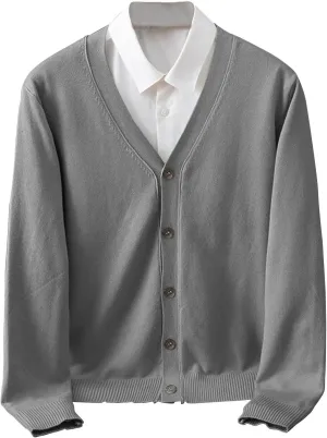 Dgoopd Mens Cardigan Sweater V Neck Button Down Cardigan Long Sleeve Knit Sweaters Slim Fit Lightweight Sweater Casual Tops