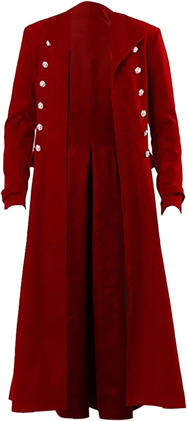 Dgoopd Mens Gothic Steampunk Jacket Medieval Vintage Gothic Tailcoat Fancy Cool Cosplay Costume Retro Renaissance Trench Coat