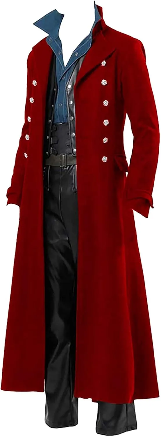 Dgoopd Mens Gothic Steampunk Jacket Medieval Vintage Gothic Tailcoat Fancy Cool Cosplay Costume Retro Renaissance Trench Coat