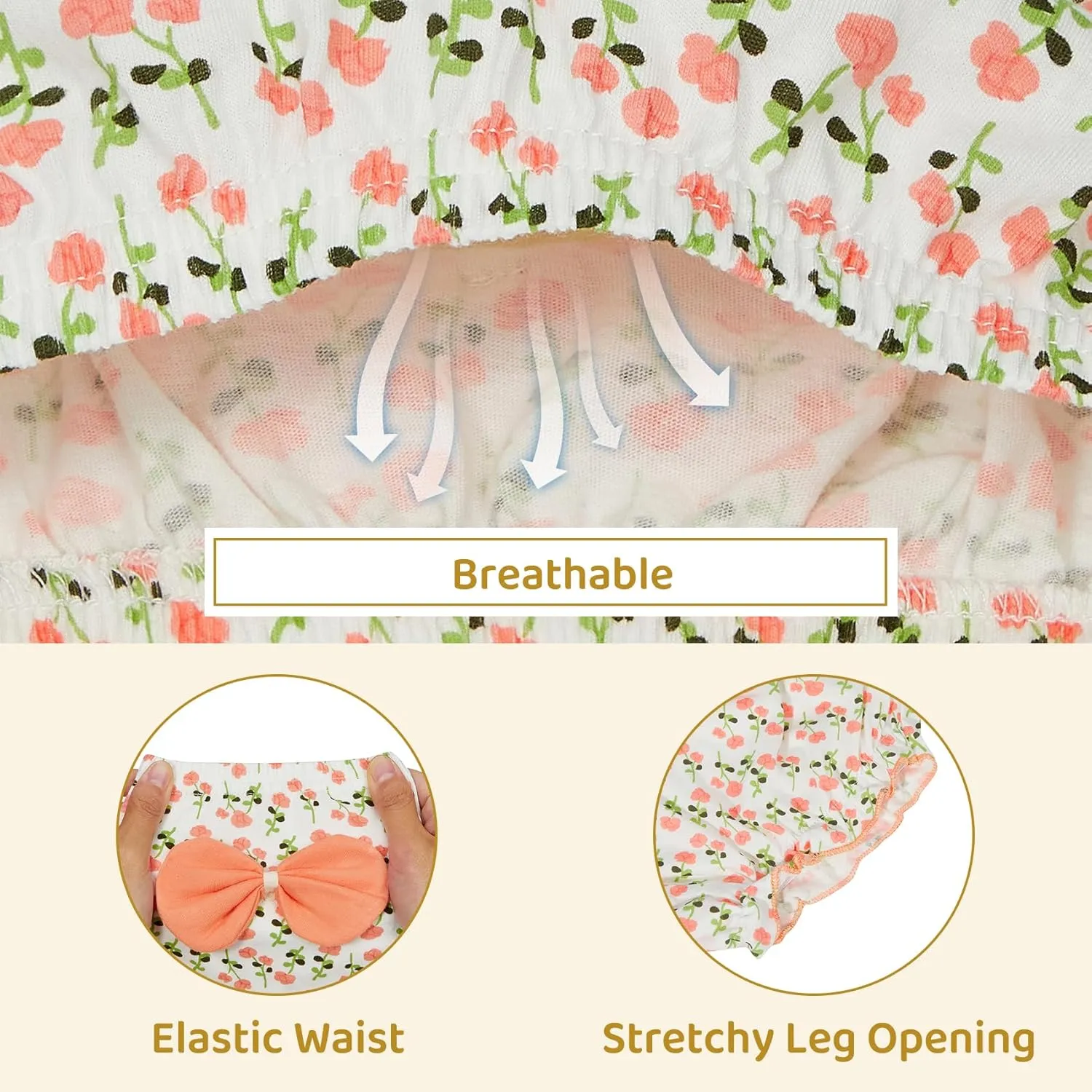 Durio 4Pcs Diaper Covers for Girls Baby Bloomers for Toddler Girls Ruffle Cute Cotton Baby Girl Shorts Toddler Girl Bloomers