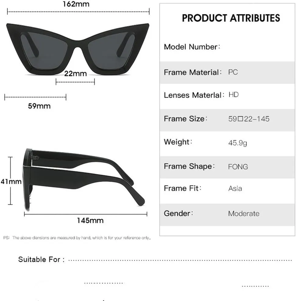 Fashion Oversized Sunglasses For Women Men Cat Eye Modern Retro Sun Glasses Trending Shades UV400