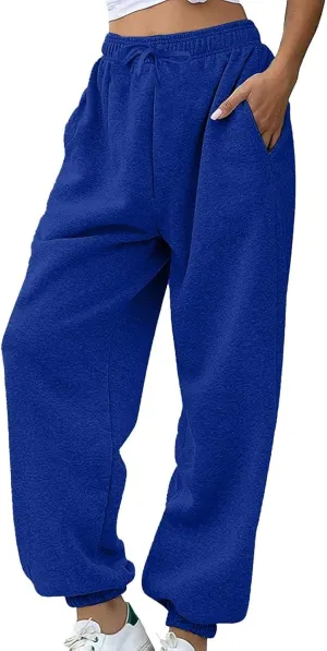 Fleece Lined Sweatpants Womens Elastic High Waist Warm Casual Winter Trousers Thermal Athletic Running Joggers with Pockets